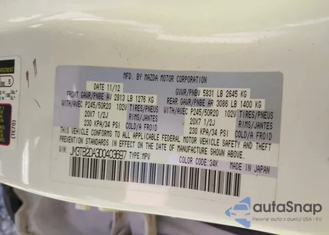 2013 Mazda Cx-9 Grand Touring from USA, damaged, VIN JM3TB2DA3D0403697